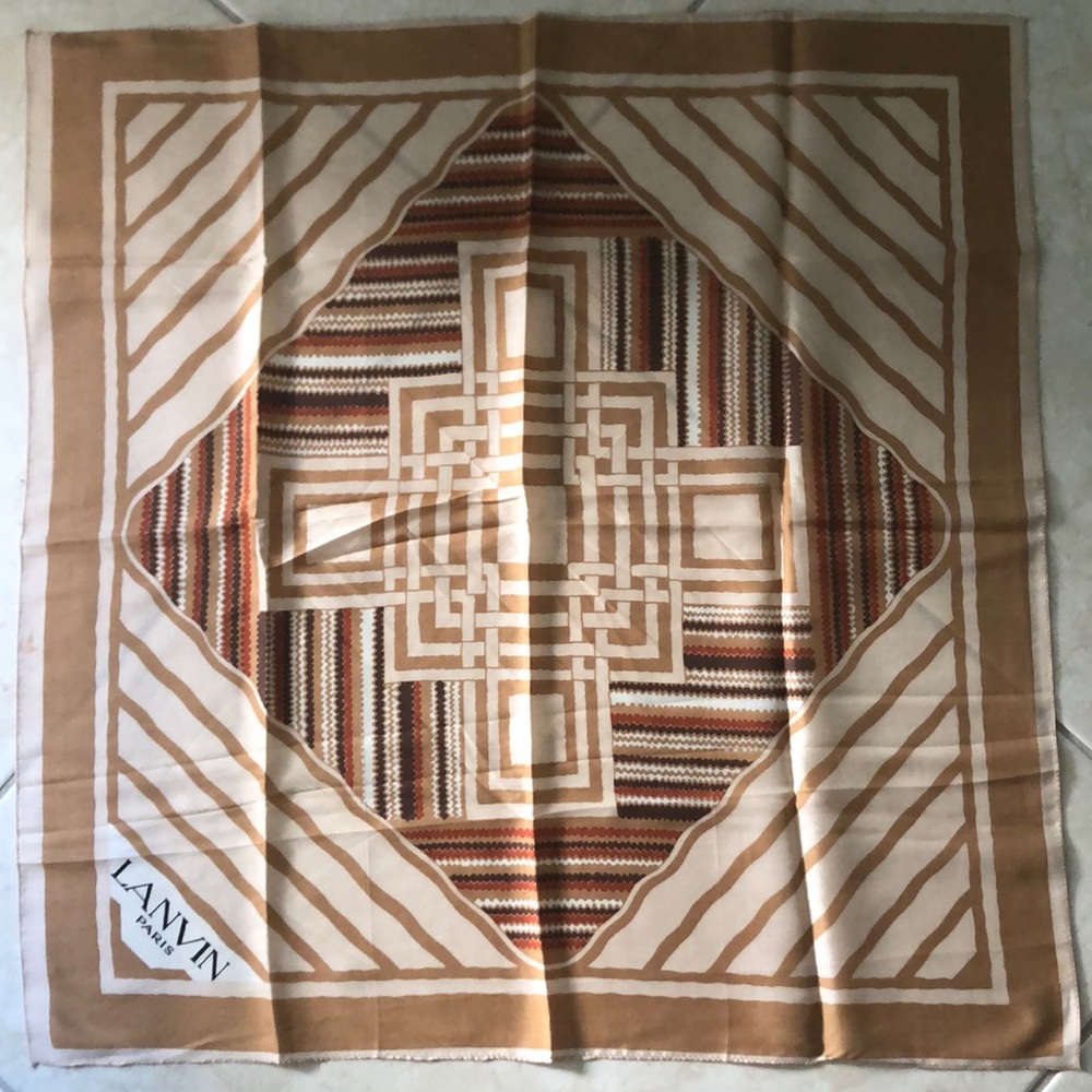 Rare Vintage Lanvin Silk Twill Art Deco Scarf